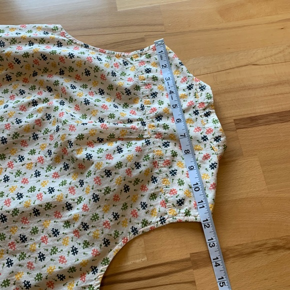 Woolrich sleeveless button down top # colorful print cream color size S/P - Picture 9 of 11